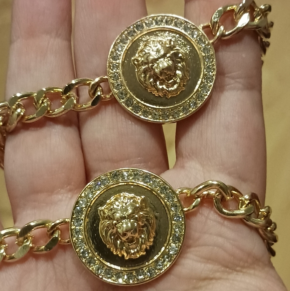 Gold Lion Chain Link Choker Necklace & Bracelet Set - Picture 7 of 7